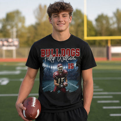 Football Personalized Shirt Custom Photo And Team Name, Custom Bootleg Rap Tee Football