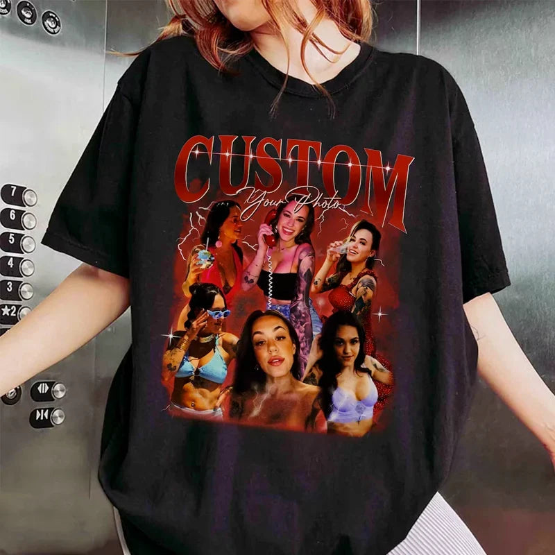 Custom Graphic Photo Vintage Washed Shirt Family Bootleg Graphic