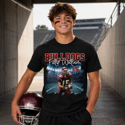 Football Personalized Shirt Custom Photo And Team Name, Custom Bootleg Rap Tee Football