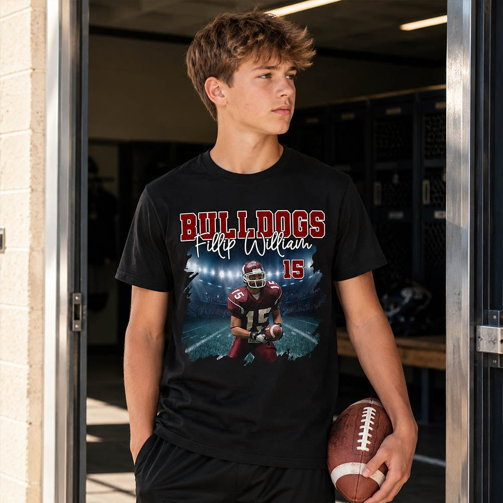 Football Personalized Shirt Custom Photo And Team Name, Custom Bootleg Rap Tee Football