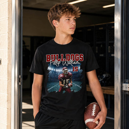 Football Personalized Shirt Custom Photo And Team Name, Custom Bootleg Rap Tee Football