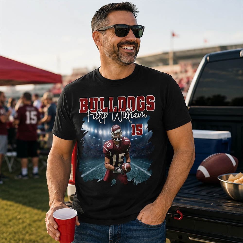Football Personalized Shirt Custom Photo And Team Name, Custom Bootleg Rap Tee Football