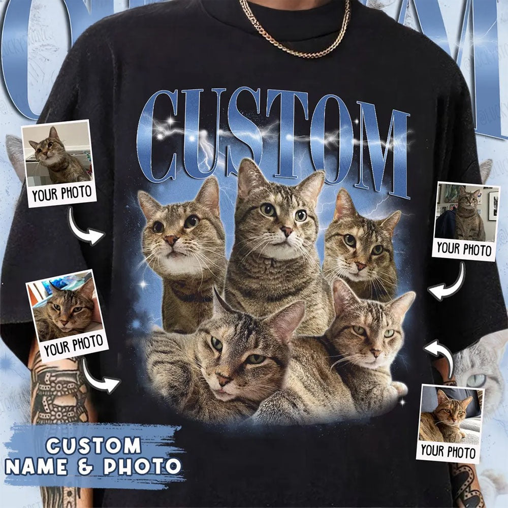 Custom Vintage Pet Shirt - Personalized Dog Bootleg Rap Tee, Retro 90s Graphic T-Shirt, Dog Lover Apparel, Custom Pet Face Design