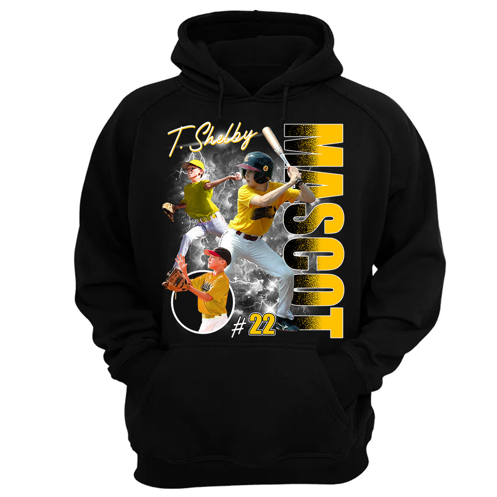 Custom Photo Baseball Player Shirt - Personalized Team Name School Name Bootleg Shirt