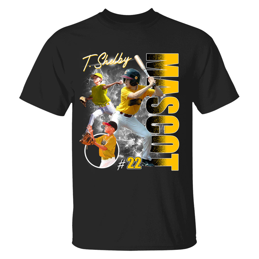 Custom Photo Baseball Player Shirt - Personalized Team Name School Name Bootleg Shirt