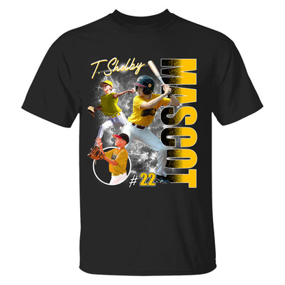 Custom Photo Baseball Player Shirt - Personalized Team Name School Name Bootleg Shirt