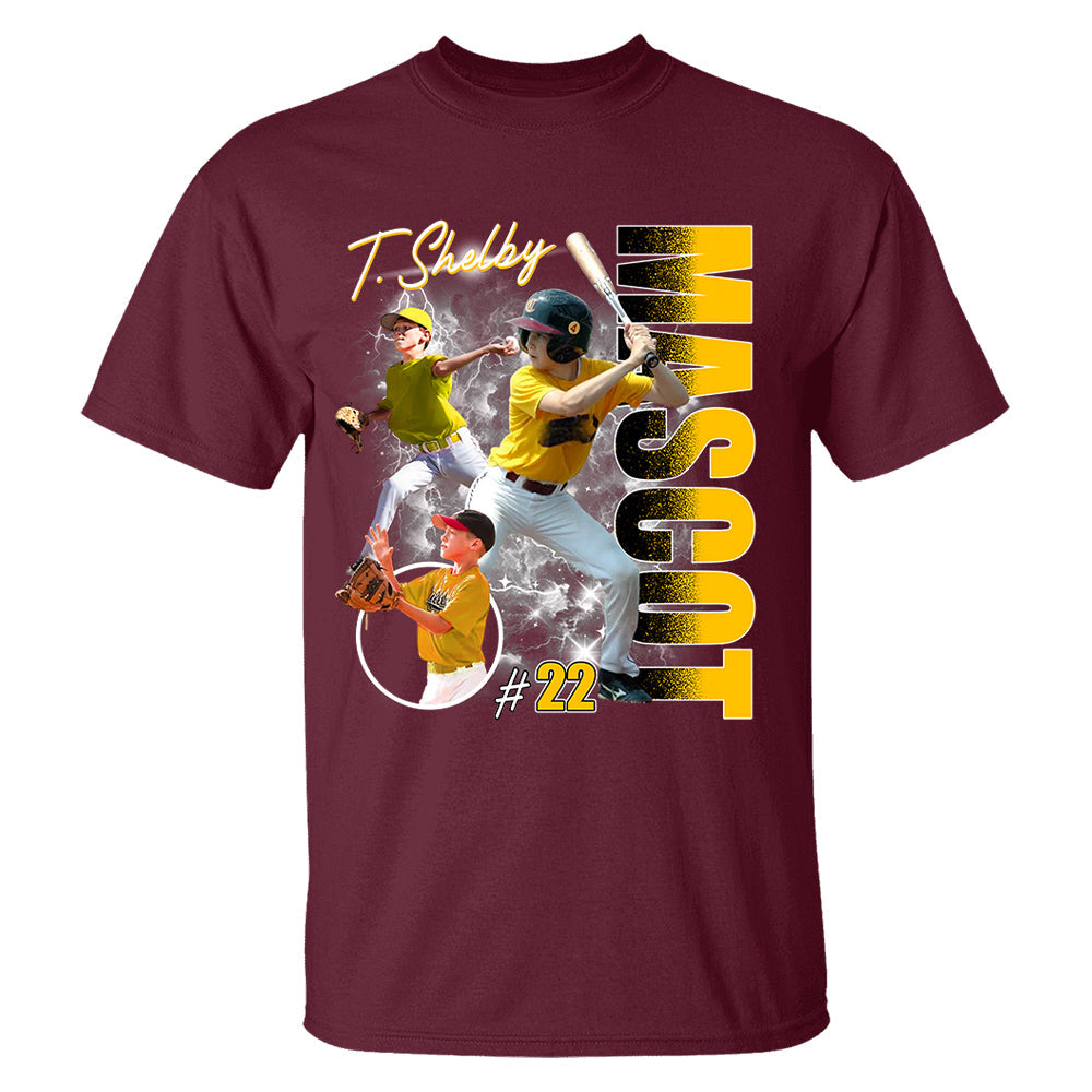 Custom Photo Baseball Player Shirt - Personalized Team Name School Name Bootleg Shirt