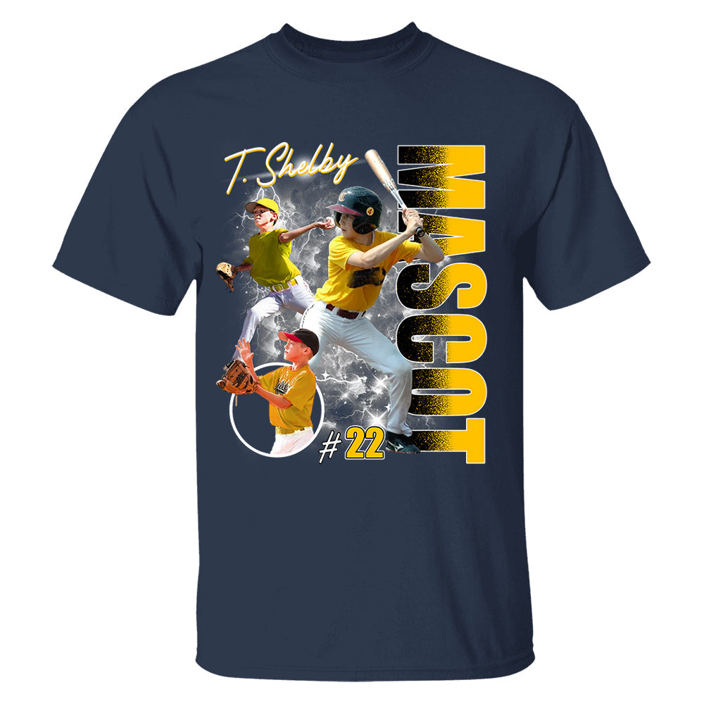 Custom Photo Baseball Player Shirt - Personalized Team Name School Name Bootleg Shirt