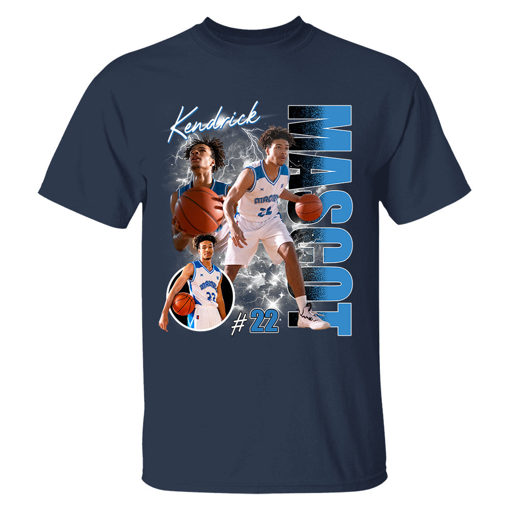 Custom Photo Basketball Player Shirt - Personalized Team Name School Name Bootleg Shirt