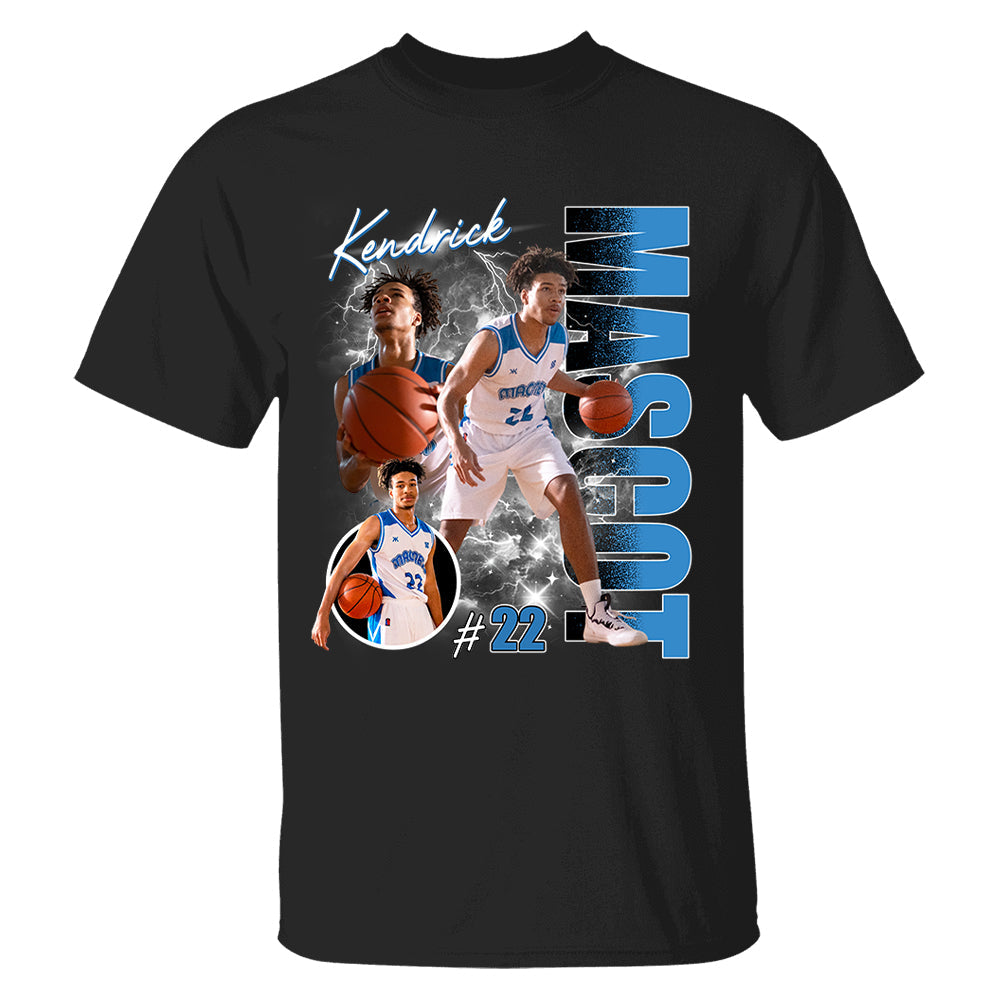 Custom Photo Basketball Player Shirt - Personalized Team Name School Name Bootleg Shirt