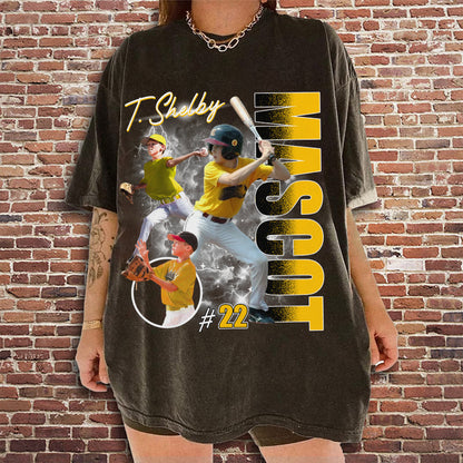 Custom Photo Baseball Player Shirt - Personalized Team Name School Name Bootleg Shirt