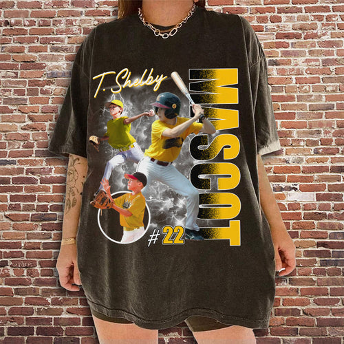 Custom Photo Baseball Player Shirt - Personalized Team Name School Name Bootleg Shirt