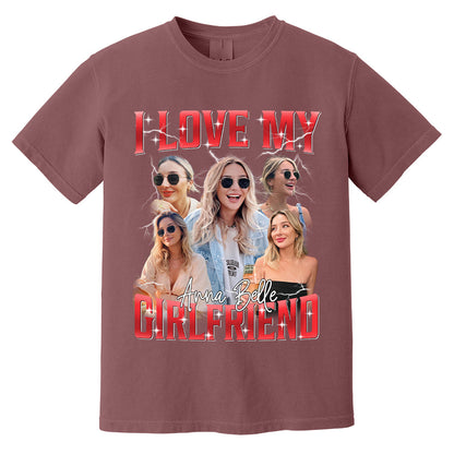 Custom I Love My Girlfriend Shirt, Customize Photo Bootleg Idea Tee, Girlfriend Photo Sweatshirt Shirt, Valentine Matching Couple Shirt