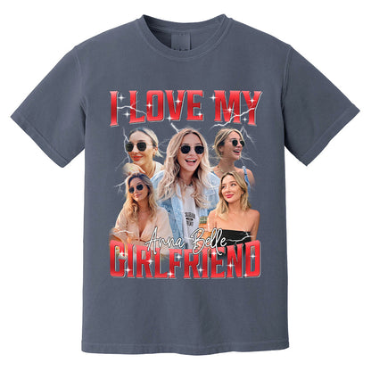 Custom I Love My Girlfriend Shirt, Customize Photo Bootleg Idea Tee, Girlfriend Photo Sweatshirt Shirt, Valentine Matching Couple Shirt