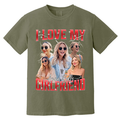 Custom I Love My Girlfriend Shirt, Customize Photo Bootleg Idea Tee, Girlfriend Photo Sweatshirt Shirt, Valentine Matching Couple Shirt